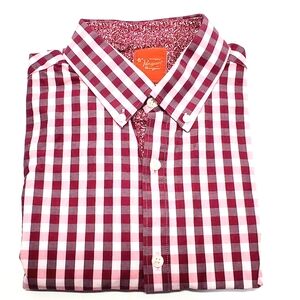 Original Penguin Pink & Burgundy Check Men's Casual Long Sleeve Shirt 15.5"